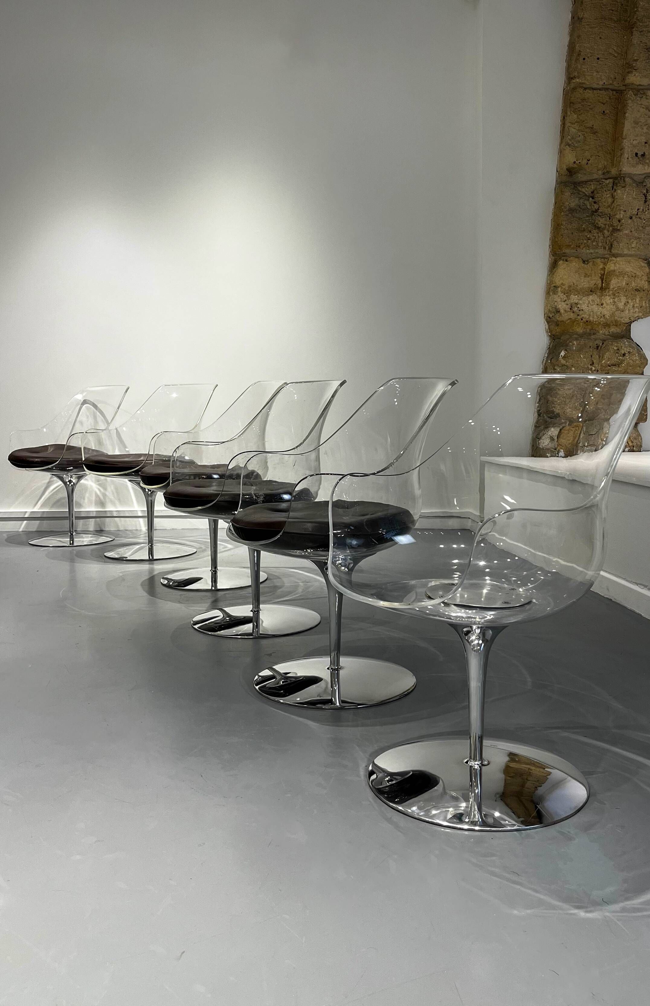 Set of 6 Champagne Armchairs by Erwine & Estelle Laverne, c.1950