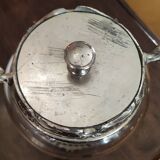 Ancien pot à biscuits/sucrier métal argenté et verre