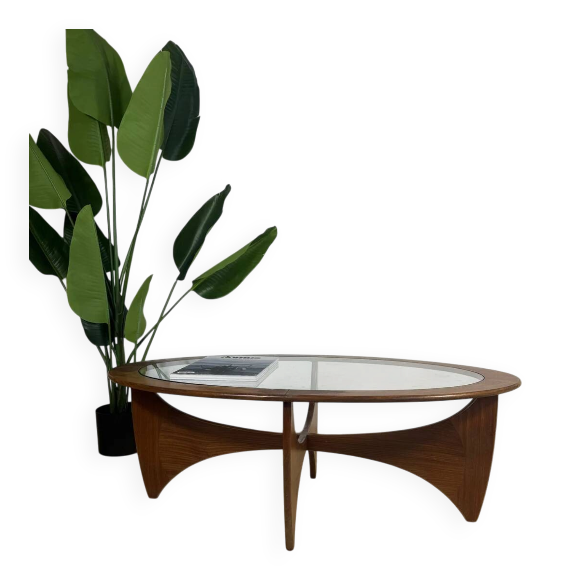 G-Plan Astro oval coffee table in teak and glass – Mid-century icon