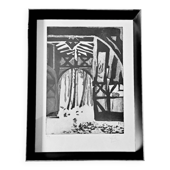 Maltz (mb) painting – engraving no. 3/4 – architectural expressionism – 1994