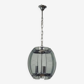 Chrome and glass pendant light