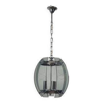 Chrome and glass pendant light