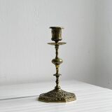 Carved brass candlestick holder
