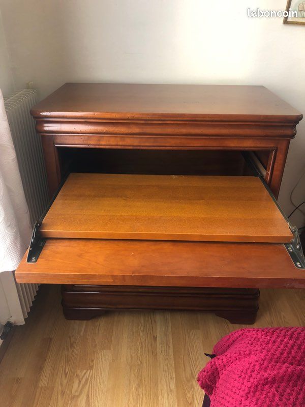 Solid cherry TV stand made in France