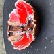 Red enamelled ceramic cup stamped vintage vallauris