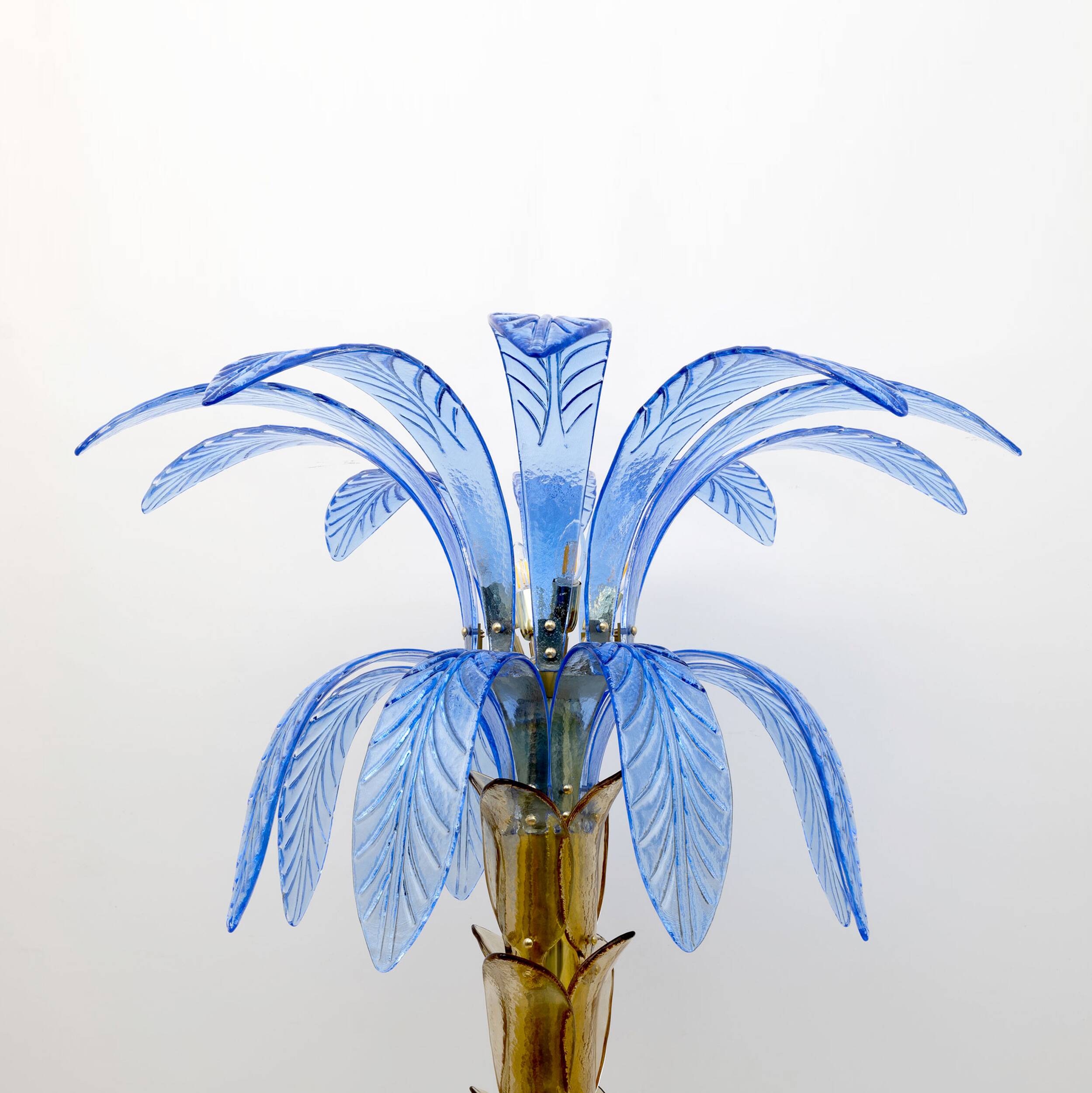 Mid-Century Modern Murano Glass and Brass Palm Tree Floor Lamp