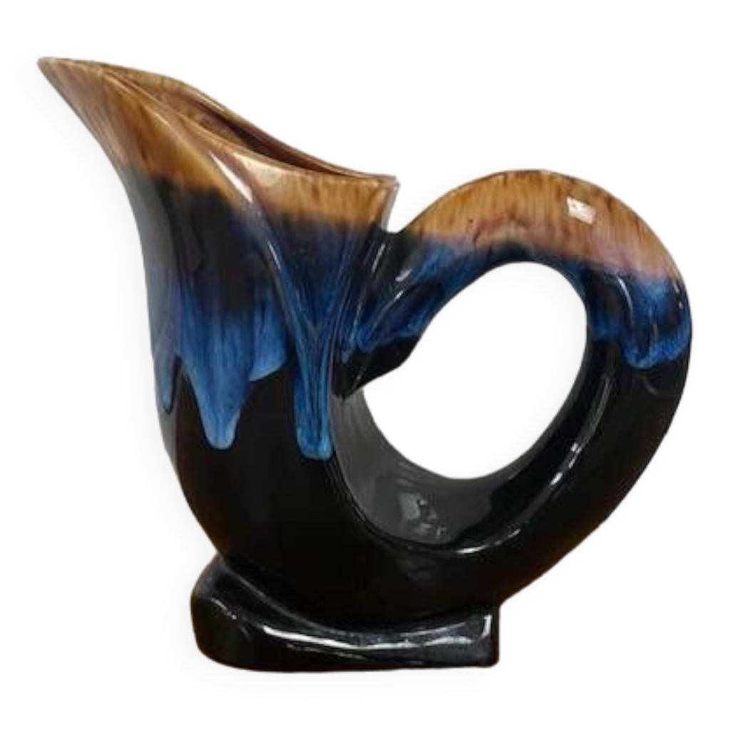 Pichet En Barbotine Décor Tulipes En Relief Et Piquot