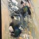 Abstract Lyrical Tableau Oil on Canvas Black and Gold Frame 1960s