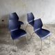 Ensemble de 4 chaises Kartell Maui — Sièges en polypropylène bleu marine, pieds en chrome, par Vico Magistretti