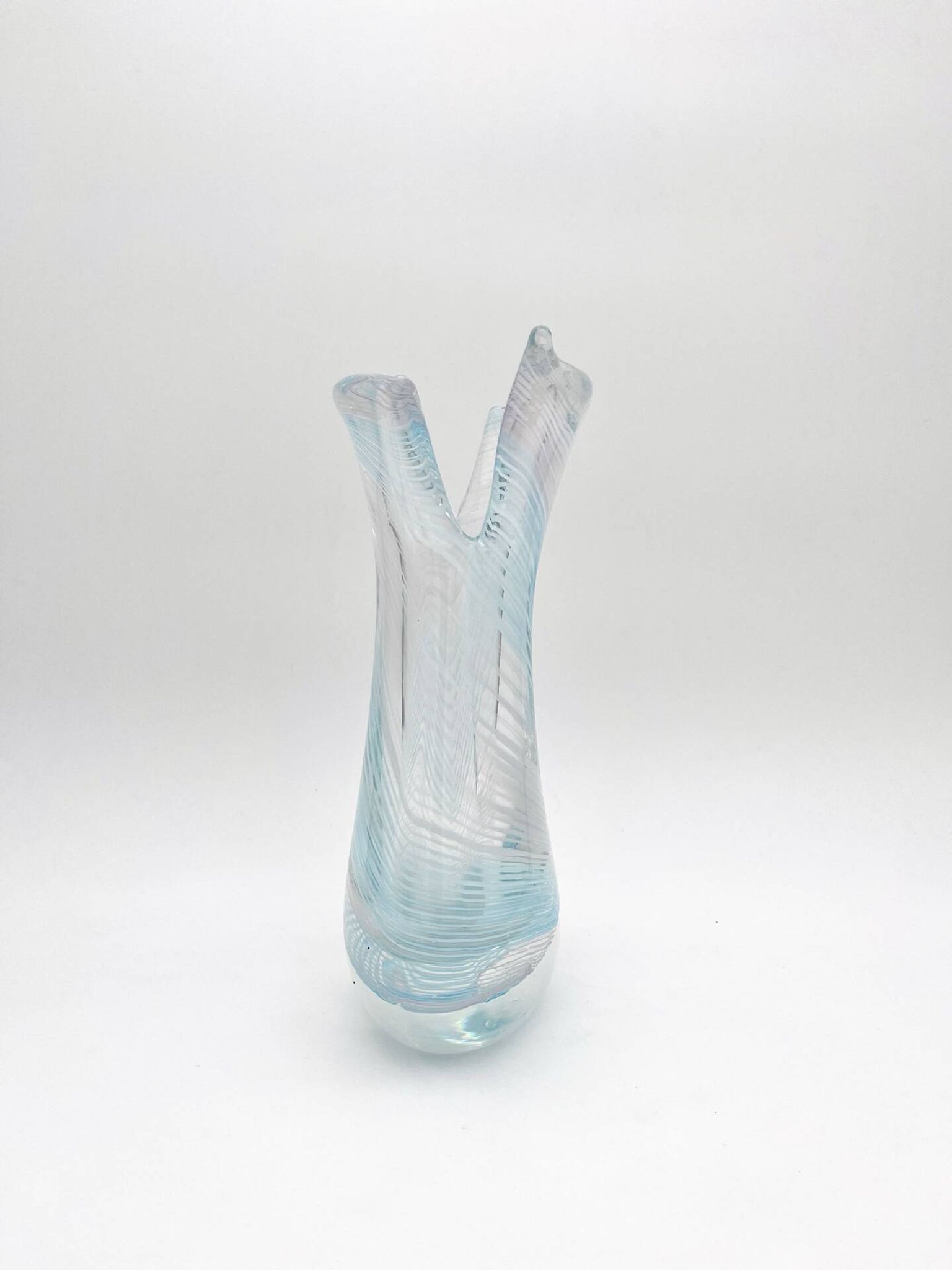 Vase Sculpture Murano Zanfirico Filigree Sommerso Blue Pink White