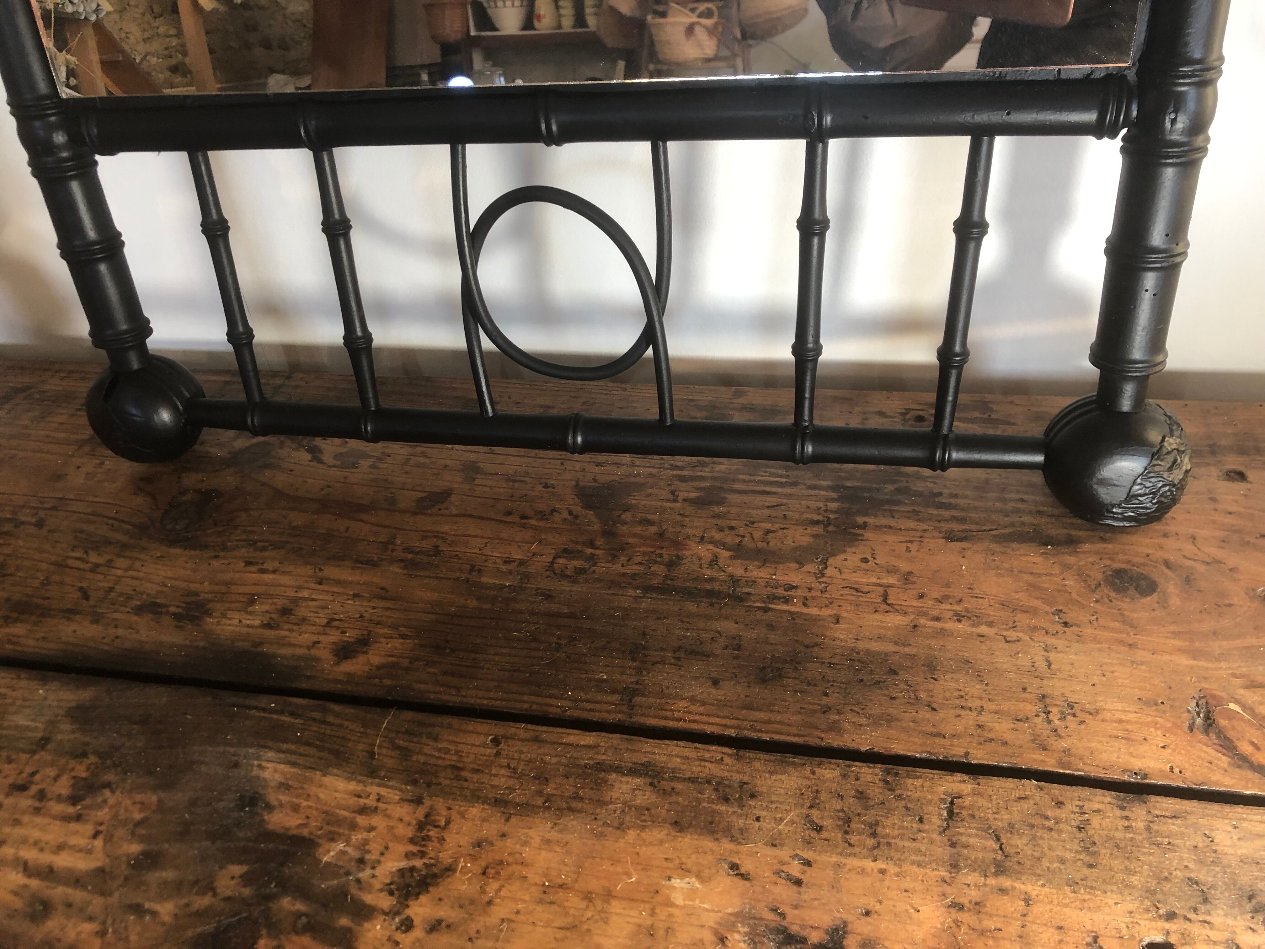 Turned wood mirror 54x95cm