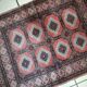 Tapis vintage fait main Bukhara en laine rose et bleu ciel (81cm x 118cm)