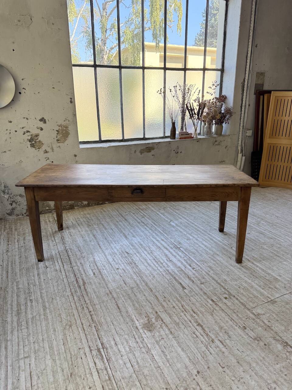 Pine and oak + walnut farmhouse table 1950