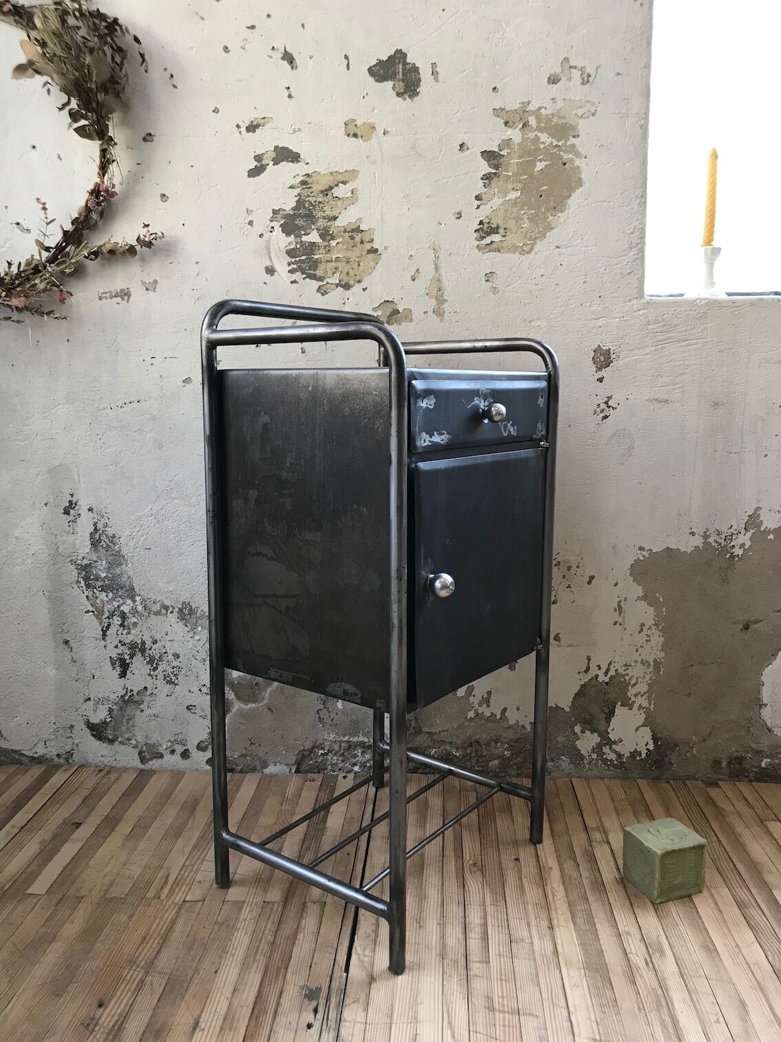 Industrial bedside table