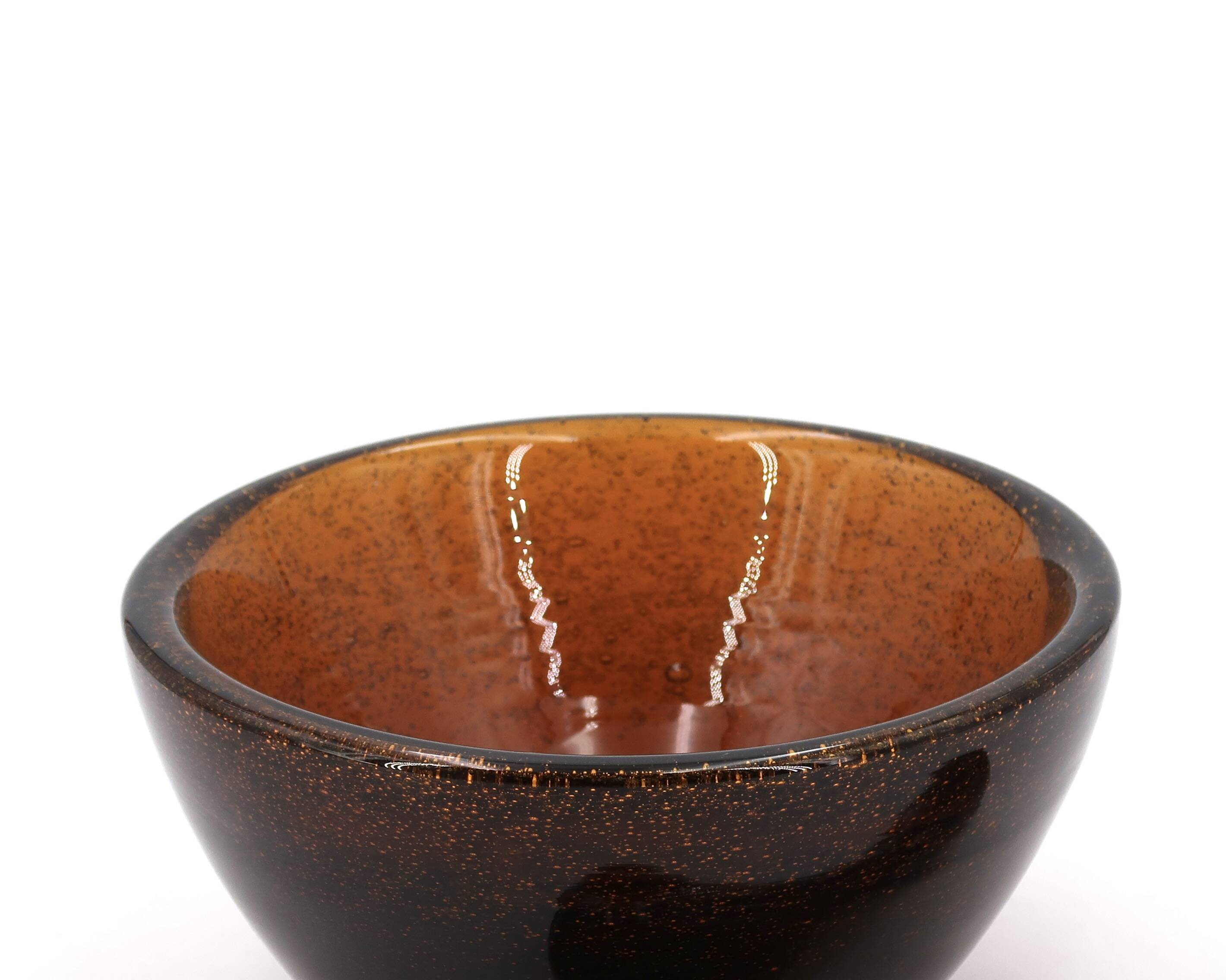 Cup in amber bubbled glass from Biot, 1970s
