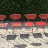 4 garden chairs folding metal wood