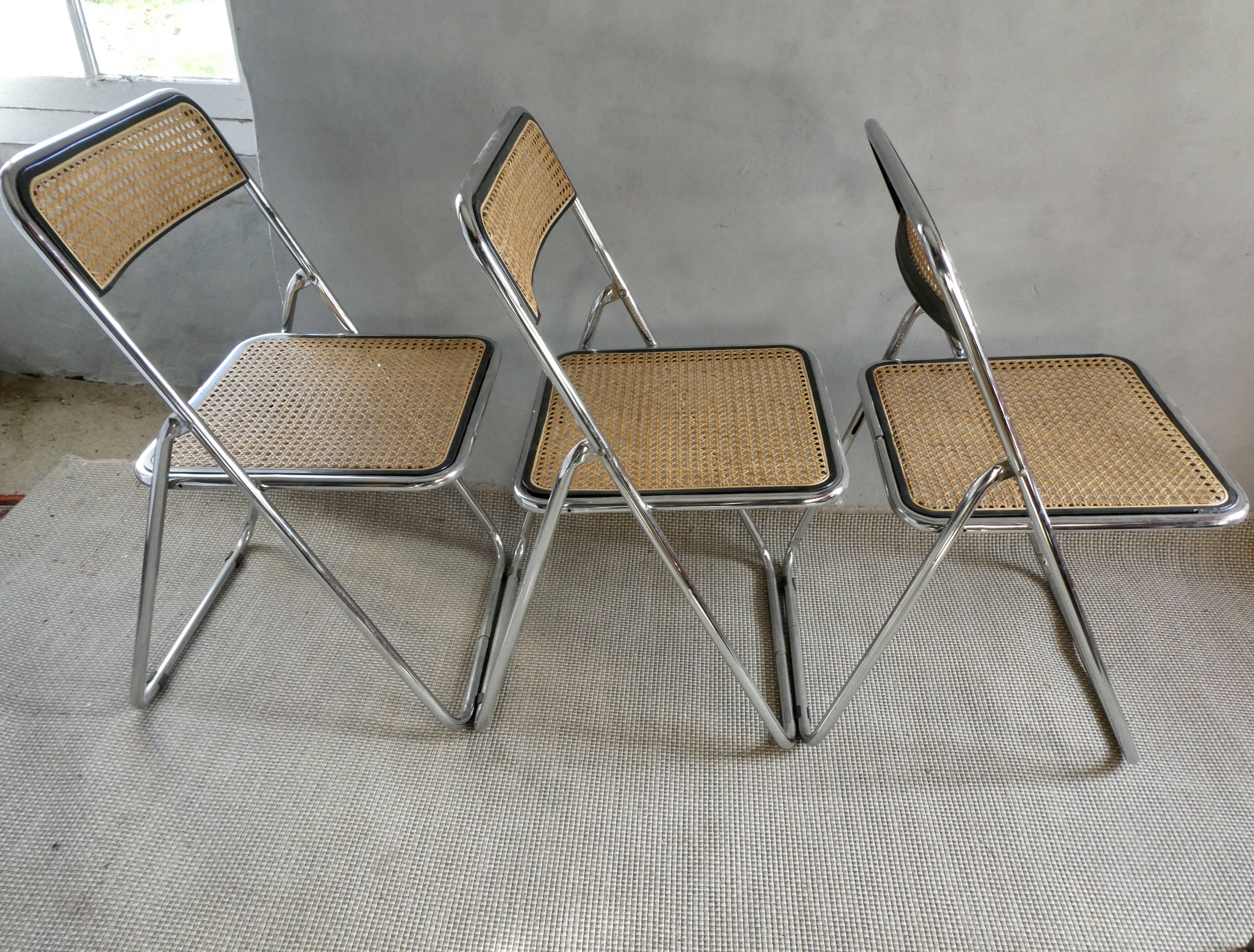 3 Elios Colle folding chairs by Elsa Italy, 70s-80s