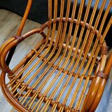 Fauteuil osier vintage 1970