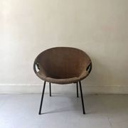 Brown suede designer armchair Circle Ball by Lusch & Co, 1970.