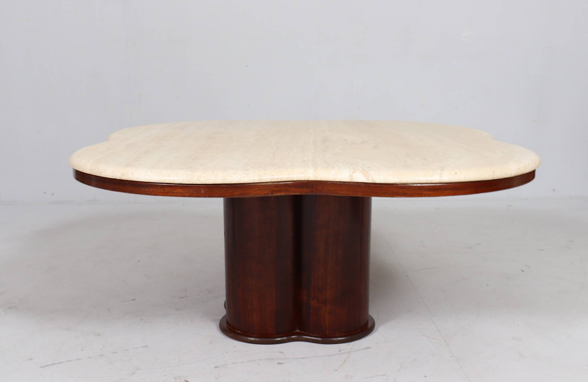 Coffee table with cloverleaf-shaped travertine top, Italy, 1970s