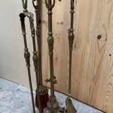 Louis XVI style gilt bronze fireplace set