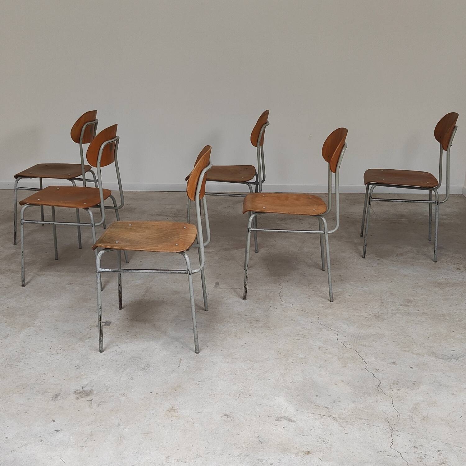 Lot of 24 chairs school chairs industrial style ex Czechoslovakia 1950