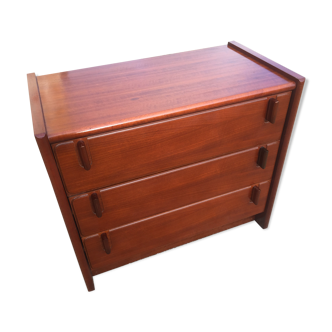 Commode trois tiroirs scandinave en teck années 70