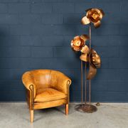 Vintage 20thc italian brass floral floor lamp c.1970