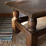 Vintage Brutalist Solid Oak Coffee Table