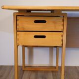 Vintage architect's desk in light wood circa 1970