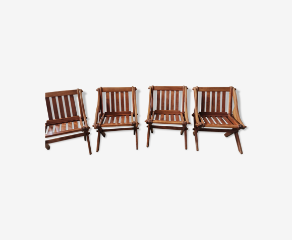 Fauteuils de terrasse en merisier massif année 60-70