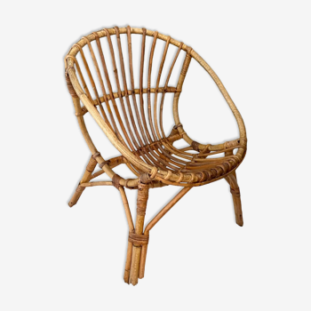 Vintage children's rattan armchair, bamboo rattan chair