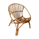Vintage children's rattan armchair, bamboo rattan chair
