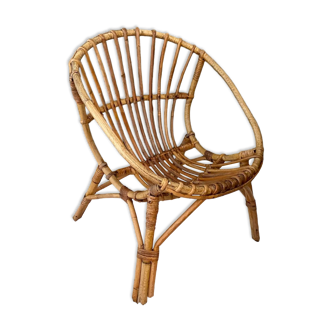 Vintage children's rattan armchair, bamboo rattan chair
