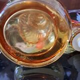 Decanter/bottle in molded glass d'empoli amber yellow color