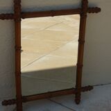 Mirror with turned wooden frame imitation bamboo