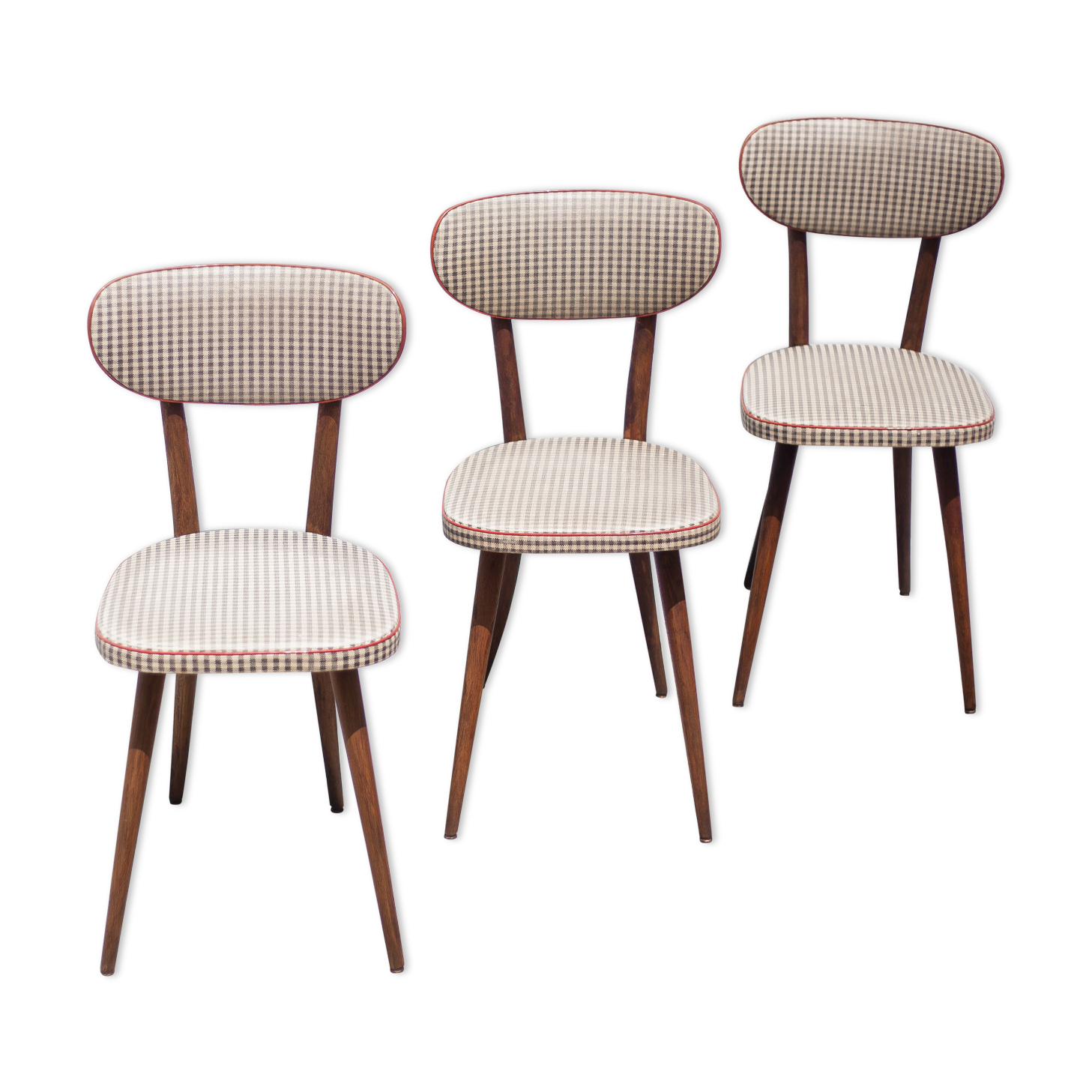 Set of 3 Baumann chairs model 732g2, bistro chair, wooden chair and vinyl fabric, kitchen, retro