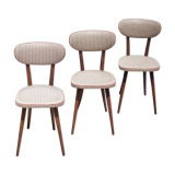 Set of 3 Baumann chairs model 732g2, bistro chair, wooden chair and vinyl fabric, kitchen, retro