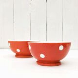 Vintage Longchamp Earthenware Polka Dot Bowls