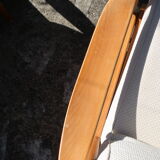 Scandinavian wooden armchair and fabric