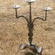 Large brutalist candlestick in handcrafted wrought iron