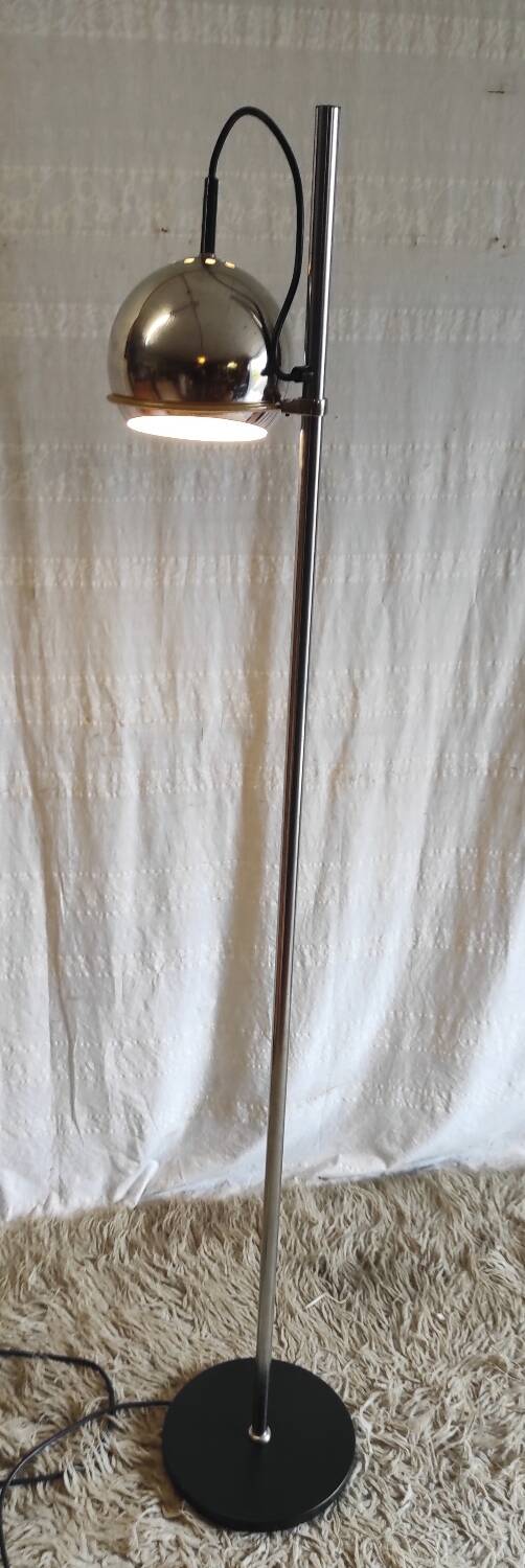 Eyeball type floor lamp/reading light in chrome metal - 1970s