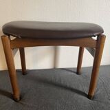 Stool in wood & leather 50/60