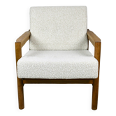 Fauteuil Boucle Vintage en Ivoire Blanc, 1970s