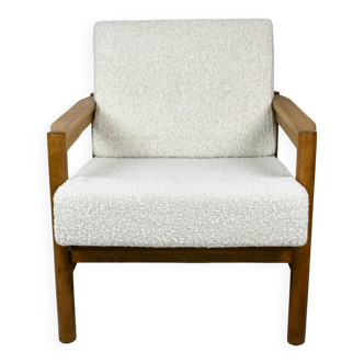 Vintage Boucle Armchair in White Ivory, 1970s