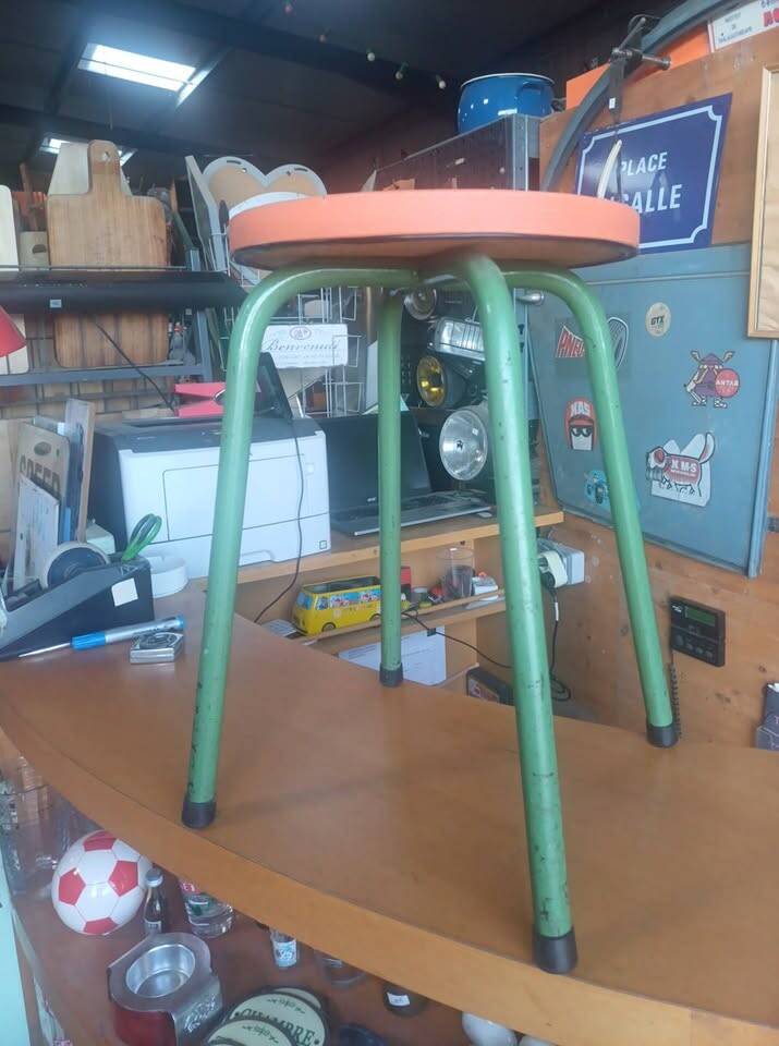 Tabouret industriel skai orange
