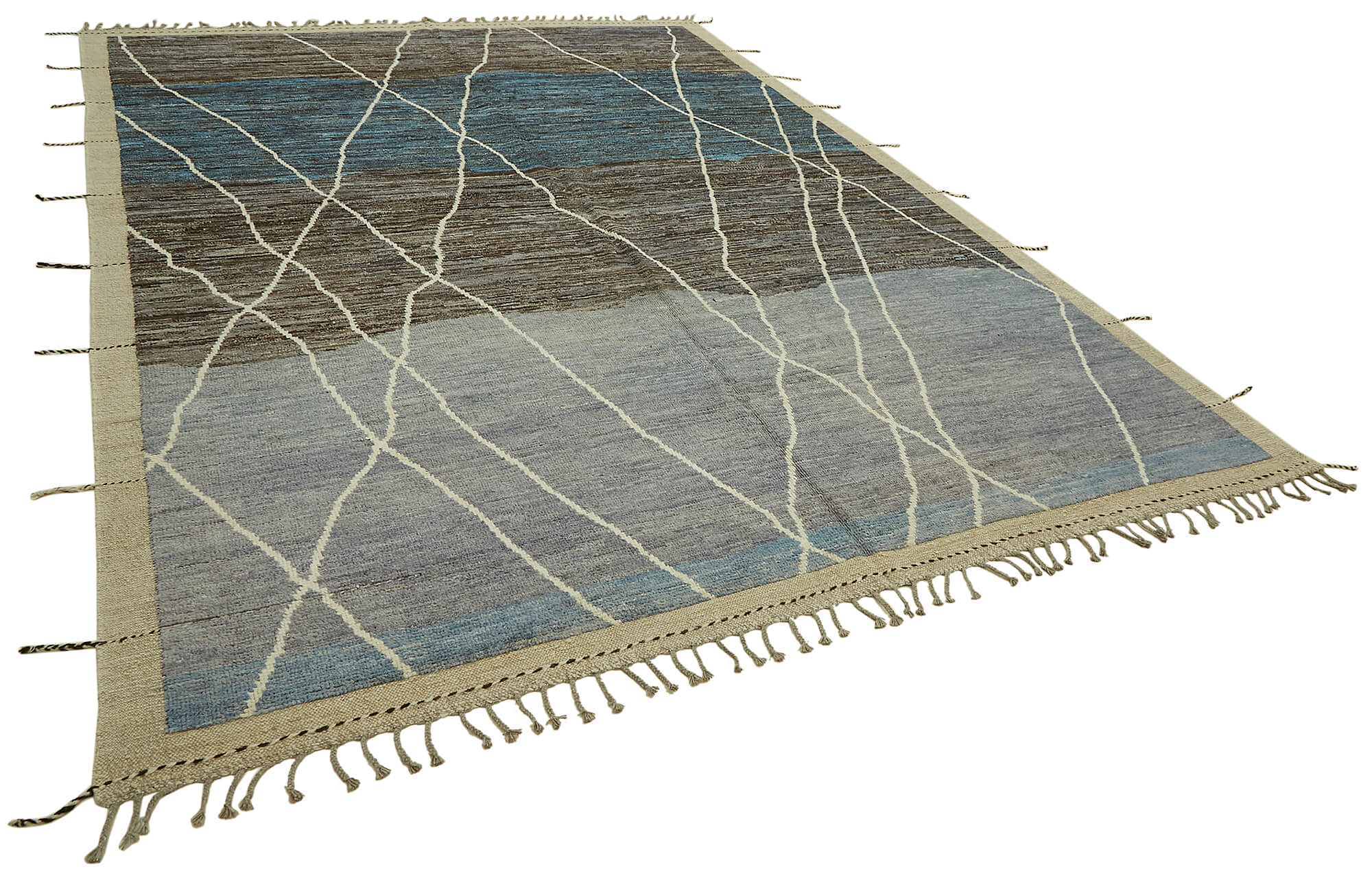 Hand-Knotted Turkish Contemporary 280 cm x 372 cm Blue Wool Carpet