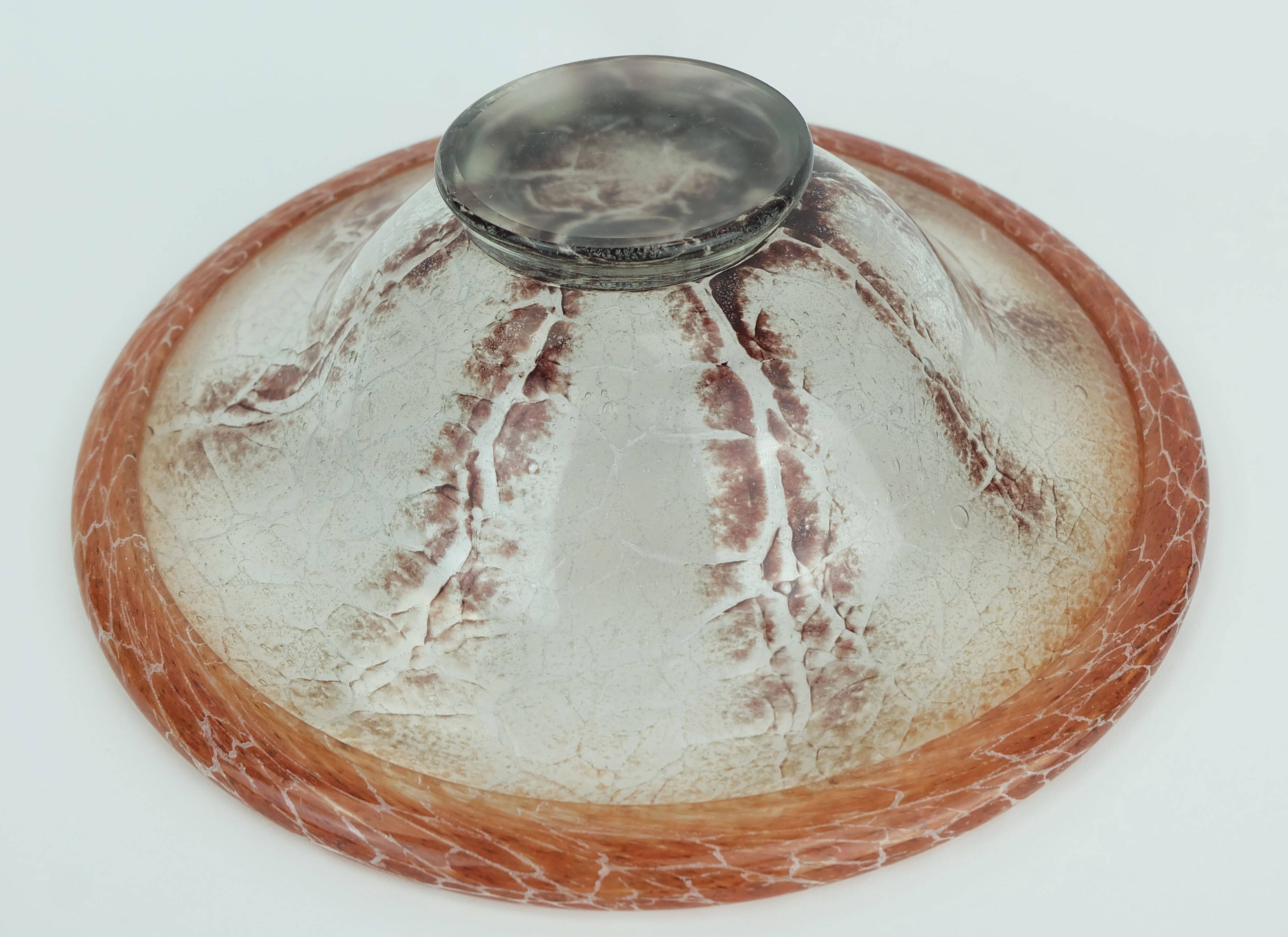 WMF art deco ikora glass BOWL karl wiedmann 1930s orange and dark red