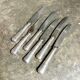 6 silver-plated metal knives with hollow and hammered handles.