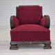 Fauteuil relax vintage danois des années 1950, tissu d'ameublement, bois de chêne, d'origine.